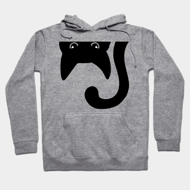 Upside Down Spying Black Cat Hoodie by Lady Lilac